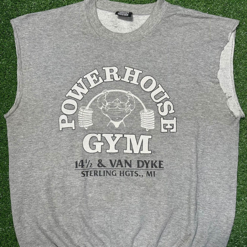 Vintage 90s‎ Powerhouse Gym Cutoff Sweatshirt Made in USAA Mens XL - Picture 10 of 16